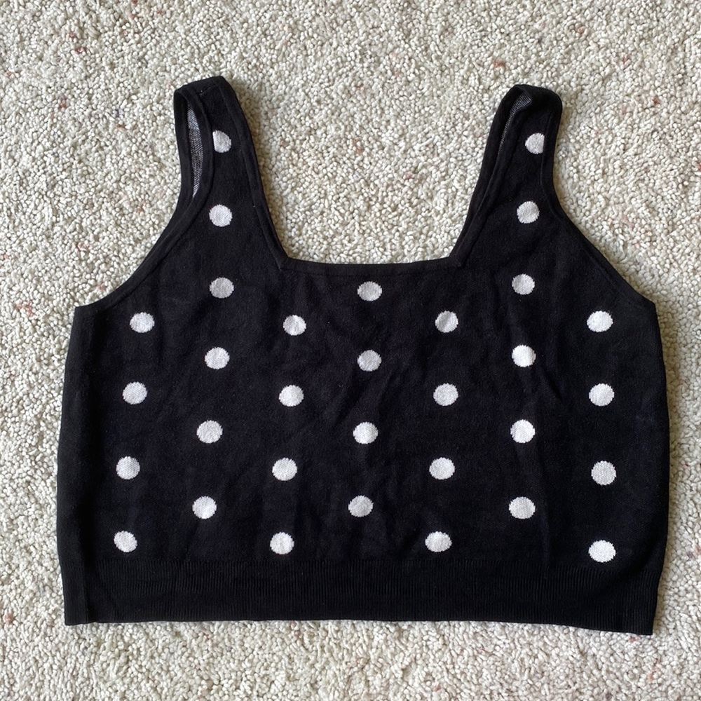 Victor Glemaud x Target Polka‎ Dot Crop Sweater Tank Top Black White Size XL